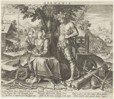Németország Ceresszel és Bacchusszal Germania (cím a tárgyon) Az európai országok allegorikus ábrázolásai (sorozat címe) alkotó: Johann Sadeler (I)