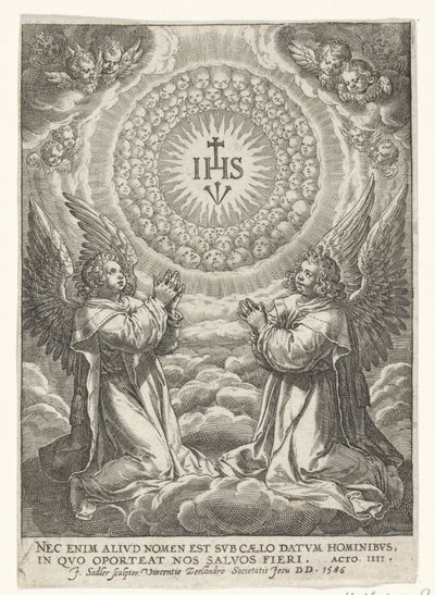 Az angyalok imádják Krisztus monogramját alkotó: Johann Sadeler (I)