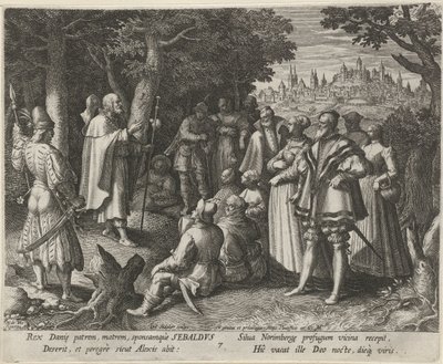 Nürnbergi Szent Sebaldus mint remete Remeték erényes élete (sorozat címe) Trophaeum vitae solitariae (sorozat címe) alkotó: Johann Sadeler (I)