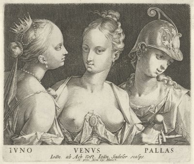 Juno, Vénusz és Minerva Ivno Venvs Pallas (cím az objektumon) alkotó: Johann Sadeler (I)