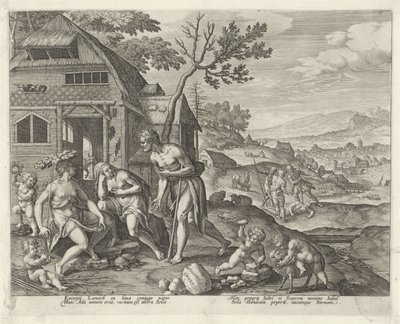 Lamech és két felesége Boni et mali scientia (sorozat címe) alkotó: Johann Sadeler (I)