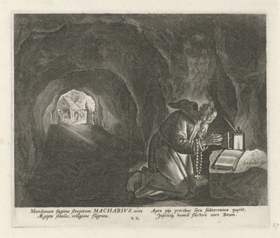 Az egyiptomi Macarius mint remete Férfi remeték (sorozat címe) Solitudo Sive Vitae Patrum Eremicolarum (sorozat címe) alkotó: Johann Sadeler (I)