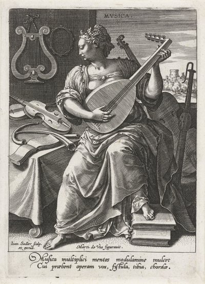Zene Musica (cím a tárgyon) A hét bölcsészettudomány (artes liberales) (sorozat címe) alkotó: Johann Sadeler (I)