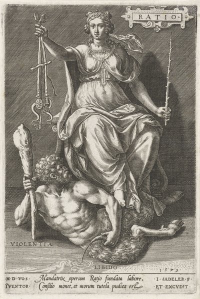 Az ok (arány) legyőzi az erőszakot (Violentia) Arány (cím az objektumon) Az erények legyőzik a bűnöket (sorozat címe) alkotó: Johann Sadeler (I)