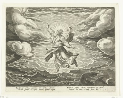 A levegő és a víz megteremtése A világ teremtése (sorozat címe) alkotó: Johann Sadeler (I)