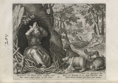 Blasius, a Sylvae Sacrae (Remeték tájakon) sorozat 30 lapjából a 8. lap alkotó: Johann Sadeler I