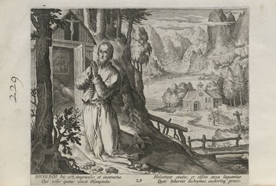 Nicoleos, a Sylvae Sacrae (Remeték tájakban) sorozat 29. lapja a 30-ból alkotó: Johann Sadeler I