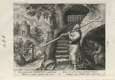 Theodorus, a Trophaeum Vitae Solitariae (férfi remeték) sorozat 25 lapjából a 14. lap alkotó: Johann Sadeler I