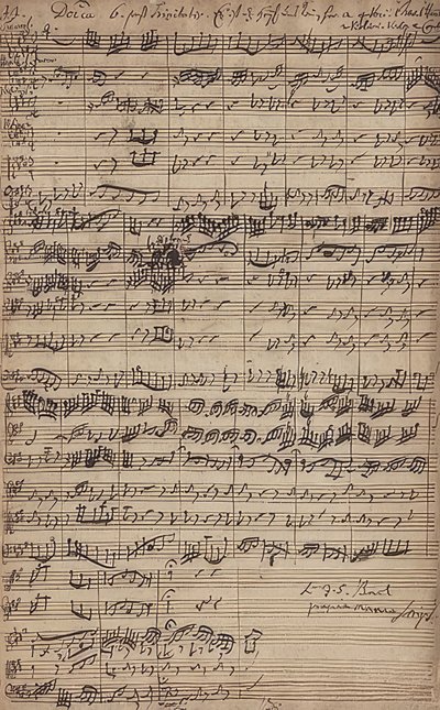 Az Es ist Heil, ide jövünk (BWV 9) kantáta kézirata alkotó: Johann Sebastian Bach