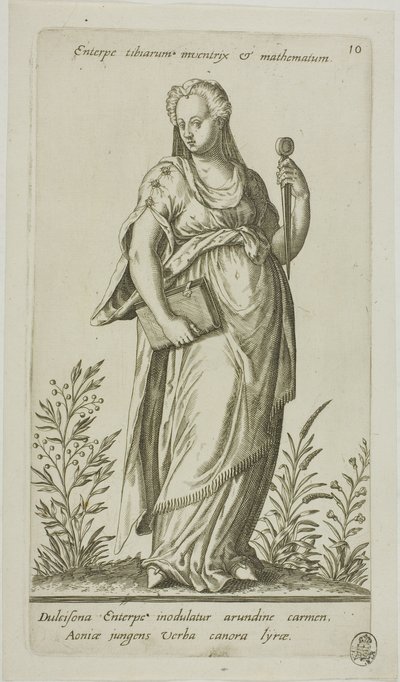 Euterpe, Muse of Music, 10-es lemez a Parnassus Biceps-től alkotó: Johann Theodor de Bry
