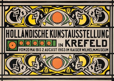 A krefeldi Kaiser Wilhelm Múzeum holland művészeti kiállítását reklámozó plakát alkotó: Johan Thorn Prikker