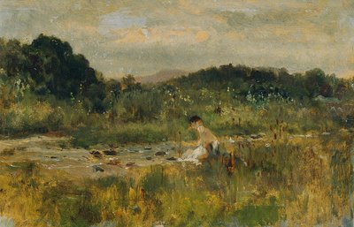 Patak tájat egy ülő lánnyal alkotó: Johann  Till der Jüngere