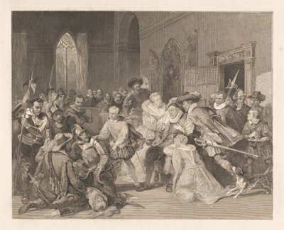 Jean de Jauregui támadása I. Vilmos herceg ellen, 1852. március 18 alkotó: Johann Wilhelm Kaiser (I)