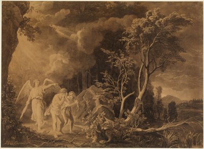 Kiűzetés a paradicsomból (Teremtés könyve 3, 23-24) alkotó: Johann Wilhelm Schirmer