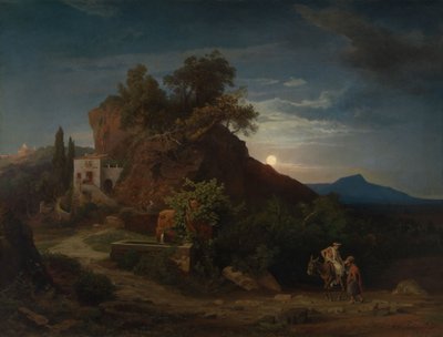 Az éjszaka, a szamaritánus érkezése a sérülttel a fogadóba alkotó: Johann Wilhelm Schirmer