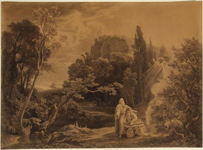 Izsák feláldozása (Teremtés könyve 22, 11-12) alkotó: Johann Wilhelm Schirmer