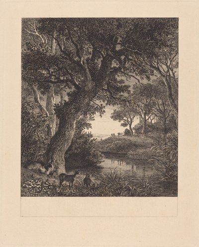 Erdőből távozó vadászok alkotó: Johann Wilhelm Schirmer