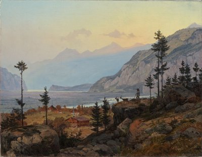 Svájci alpesi táj folyóval és tóval alkotó: Johann Wilhelm Schirmer