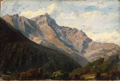 Svájci hegyvidéki táj a háttérben látható Piz Beverinnel alkotó: Johann Wilhelm Schirmer