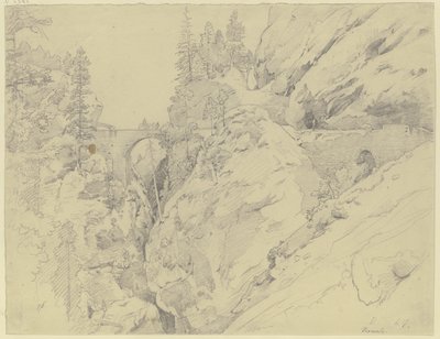 Via Mala, fent a kőhíd alkotó: Johann Wilhelm Schirmer
