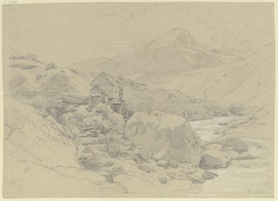 Vízimalom hegyvidéki tájban alkotó: Johann Wilhelm Schirmer