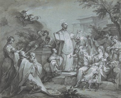 Loyolai Szent Ignác prédikál, 1761 előtt. alkotó: Johann Wolfgang Baumgartner