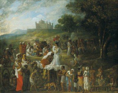 Egy hindu özvegy feláldozása férje temetési halmán alkotó: Johan Joseph Zoffany