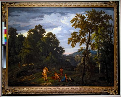 Tájkép klasszikus figurákkal (festmény) alkotó: Johannes (1646 c.1726) Glauber