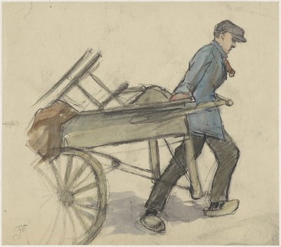 Férfi tolókocsit húz alkotó: Johannes Abraham Mondt