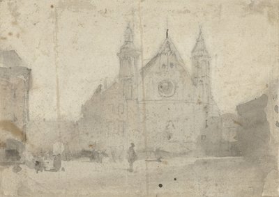 Kilátás a Ridderzaalra a Binnenhofnál alkotó: Johannes Bosboom