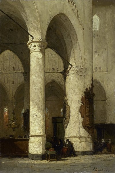 A „Hooglandse” templom belseje, Leiden alkotó: Johannes Bosboom