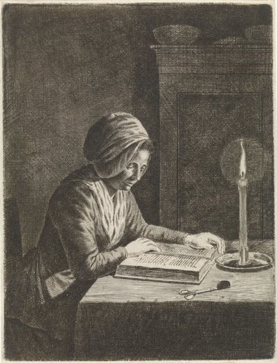 Sötét szoba olvasó nővel alkotó: Johannes Christiaan Janson