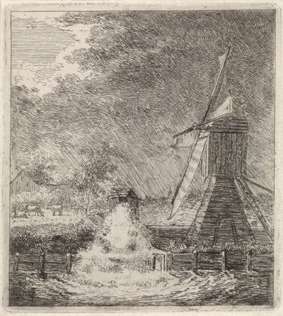 Táj vízimalommal alkotó: Johannes Christiaan Janson