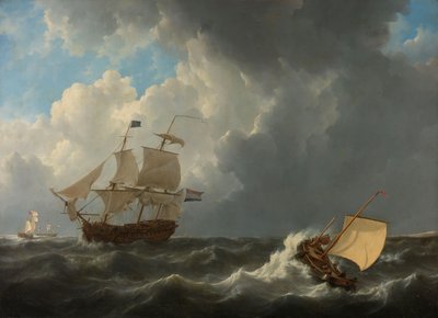 Hajók a viharos tengeren alkotó: Johannes Christiaan Schotel