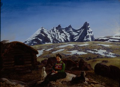 Skagastølstind tárolása (olaj a fedélzeten) alkotó: Johannes Flintoe