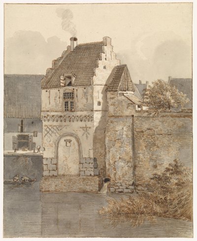 Kilátás a Bottelpoort-ra a nijmegeni Oude Havenben alkotó: Johannes Franciscus Christ