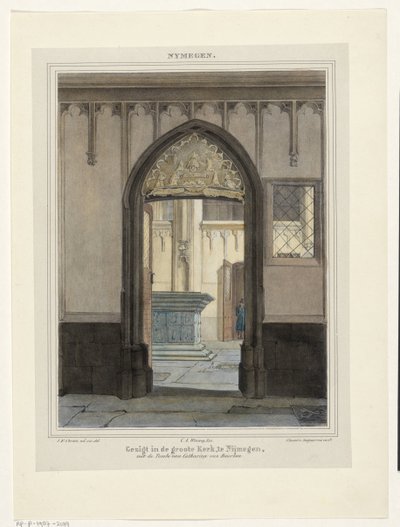 Kilátás a sírra a nijmegeni Stevenskerkben Kilátás a Grote Kerkben, Nijmegenben, Bourbon Katalin sírjával. (cím a tárgyon) Nymegen. (sorozat címe az objektumon) alkotó: Johannes Franciscus Christ