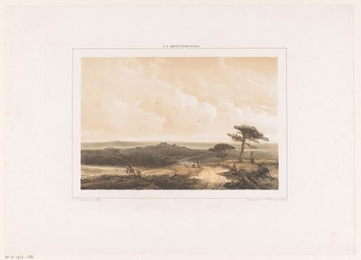 Heathland táj pihenő túrázó és juhász csordával alkotó: Johannes Franciscus Hoppenbrouwers
