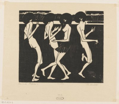 Dansende Papoea (eredeti cím a tárgyon) alkotó: Johannes Frederik Engelbert ten Klooster (signed by artist)