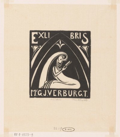 Gerrit-Jan Verburgt ex librisei alkotó: Johannes Frederik Engelbert ten Klooster (signed by artist)