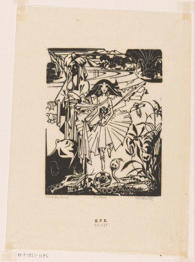 Hindoedanseres (eredeti cím a tárgyon) alkotó: Johannes Frederik Engelbert ten Klooster (signed by artist)