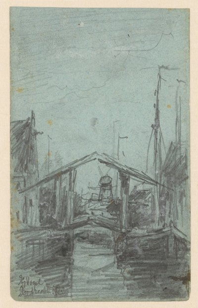 Kilátás Dordrechtre felvonóhíddal alkotó: Johannes Gijsbert Vogel