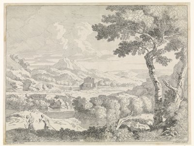 Dombos táj pásztorokkal Tájak Gaspar Poussin után (sorozat címe) alkotó: Johannes Glauber