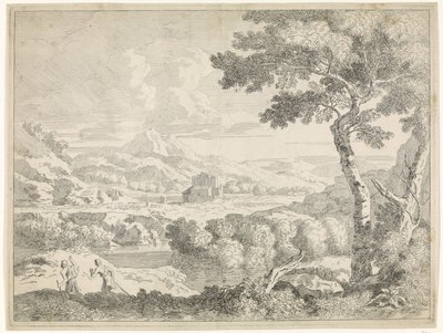 Dombos táj pásztorokkal Tájak Gaspar Poussin után (sorozat címe) alkotó: Johannes Glauber