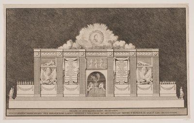 "Az Illuminációk homlokzati dísze, amelyet Banqven Kiøbenhavnban a tőzsdén állított fel Őfelsége Frigyes király, V. Liig körmenet alkalmából" alkotó: Johannes Gottfred Bradt