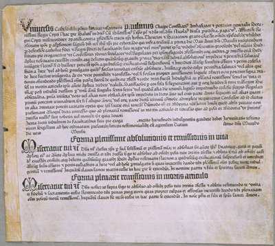 Bocsánatkérő levél (a törökök elleni hadjáratért és Ciprus védelméért), (Mainz, Johannes Gutenberg, 1455) alkotó: Johannes Gutenberg