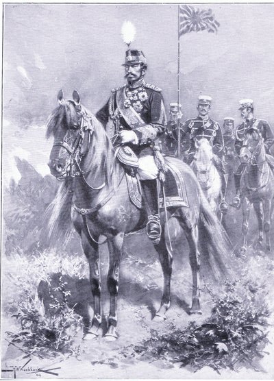 Ő Birodalmi Felsége: Japán császára, illusztráció: Cassells Az orosz-japán háború története, 1. kötet, 1900 körül alkotó: Johannes Hermann Barend Koekkoek