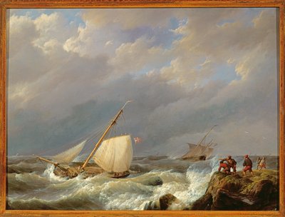 Hajók a Lee-parton szélviharban, 1844 alkotó: Johannes Hermann Barend Koekkoek