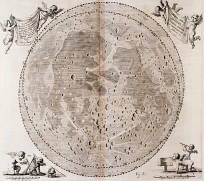 Az első részletes Holdtérképet 1647-ben készítette Johann Hevelius, a nyomat Johann Hevelius (1611-1687) Selenographia sive Lunae descriptio, Gdansk égi atlaszából alkotó: Johannes Hevelius