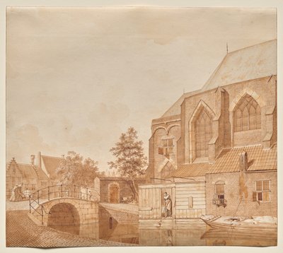 Kilátás az új templomra, Delft alkotó: Johannes Huibert Prins
